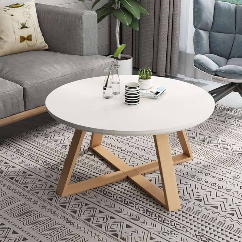 Grey Nesting Coffee Tables Stone Pattern Round Set