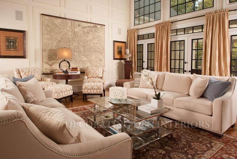 Grey Sectional Sofa With Contrasting Blue Chairs Living Room Layout