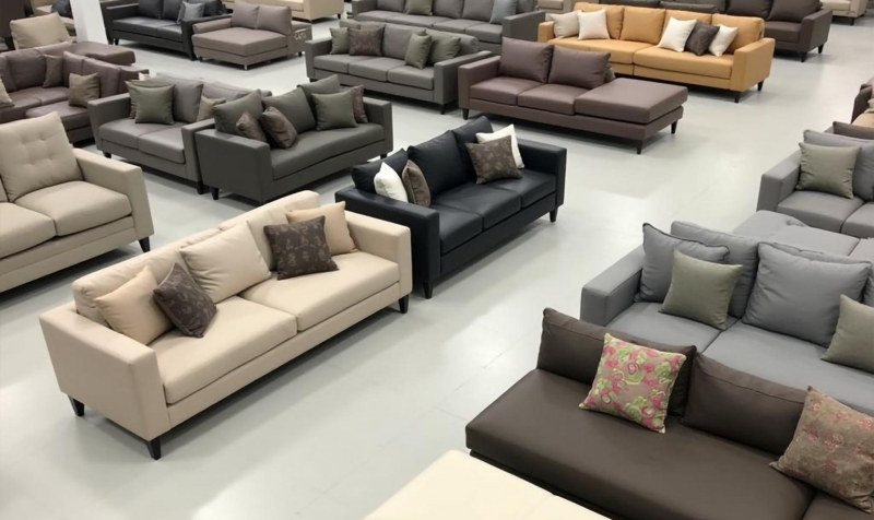 Grey Sofa, Button Tufting, Tapered Legs, Mid-Century Modern