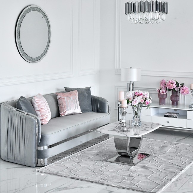 Grey Tuxedo Sofa with Deep Channel Tufting