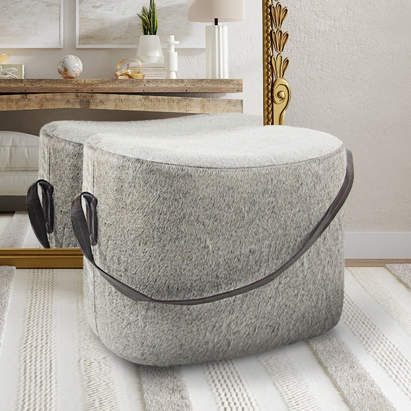 Heather Grey Pouf / Ottoman / Foot Rest | Luxury Home Dcor Furniture by Galore Home
