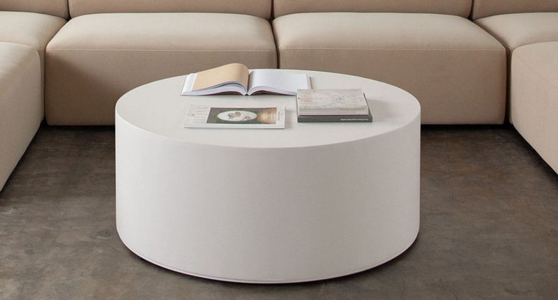 Ivory Cement Finish Nesting Coffee Table Trio Set