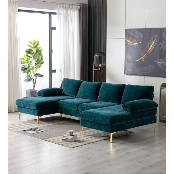 L-Shaped Sectional Sofa Charcoal Woven Fabric with Chaise Lounge