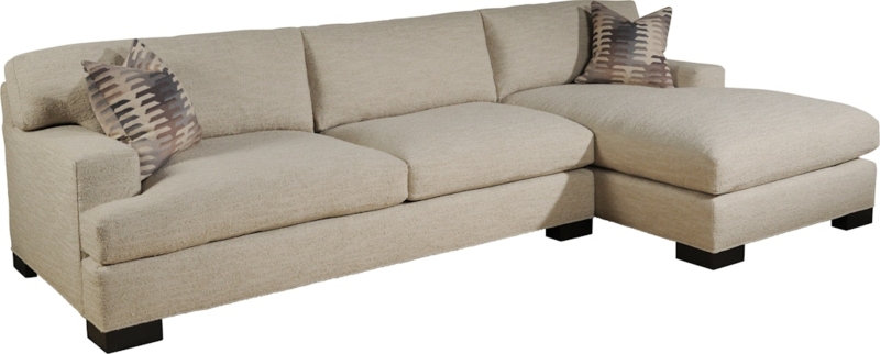 L-Shaped Sectional Sofa Off-White Track Arms Low Profile