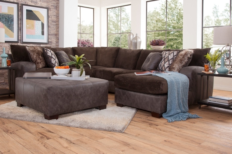 L-Shaped Sectional Sofa Tufted Seat Transitional Living Room