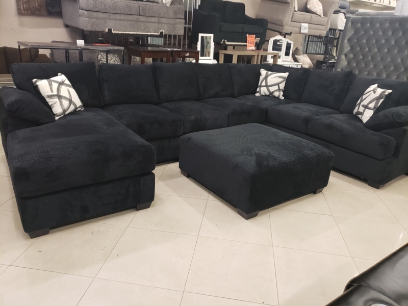 L-Shaped Sectional Sofa with Low Profile Back and Deep Seating