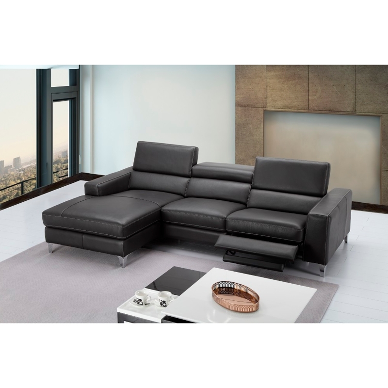L-Shaped Sectional Sofa with Low Profile Silhouette, Adjustable Headrests.