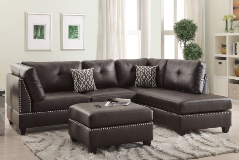 L-Shaped Sectional with Matching Ottoman in Espresso