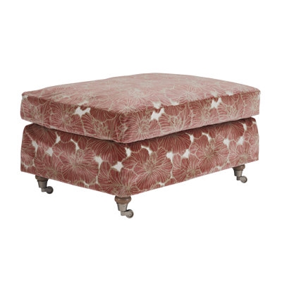 Large Cream Diamond Tufted Square Ottoman with Caster Wheels