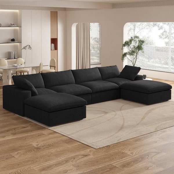 Large Modular Sectional Sofa Down Filled U-Shaped 4 Seater with 2 Ottoman -  On Sale - Bed Bath & Beyond - 39317018