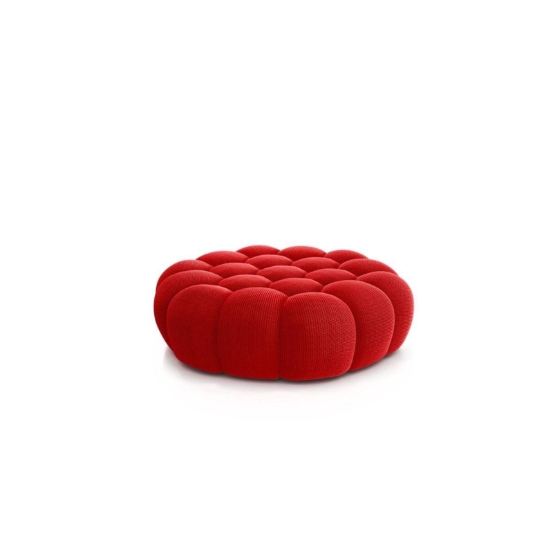 Large Ottoman Cream Bubble Tufting Round Minimalist Pouf