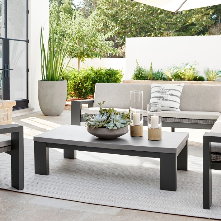 Large Rectangular Fiberstone Coffee Table for Outdoor Living