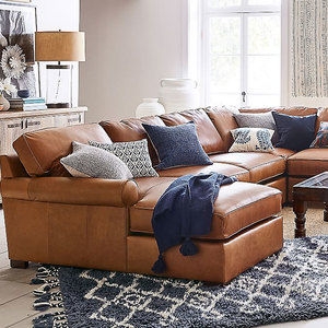 Large Tufted Seat Sectional Sofa, Dark Brown Contemporary