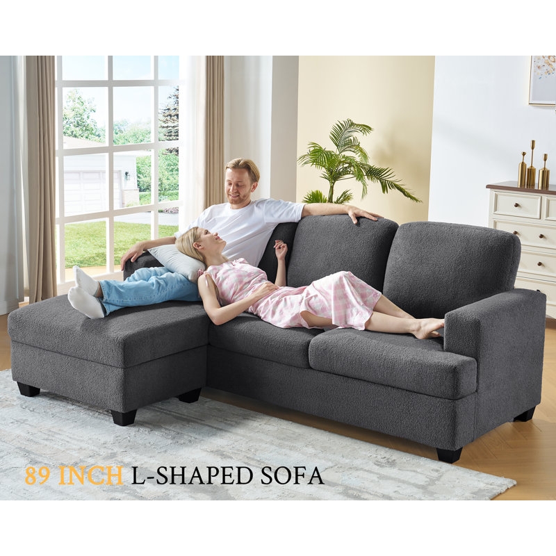 Latitude Run Leggat 89" Upholstered Sofa With Storage Chaise Boucle |  Wayfair