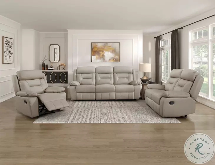 Latte Beige Double Reclining Sofa & Loveseat Set