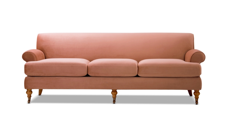 Lawson Style Sofa Peach Orange Tight Back Mid-Century