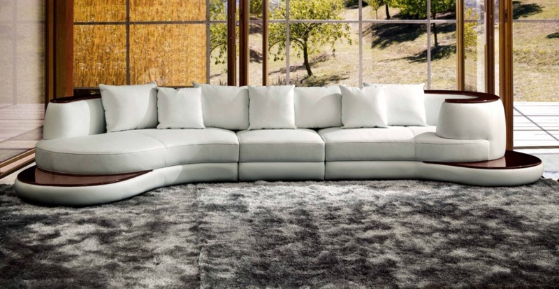Leather-Like Sectional Sofa featuring High-Gloss Metallic Base Trim