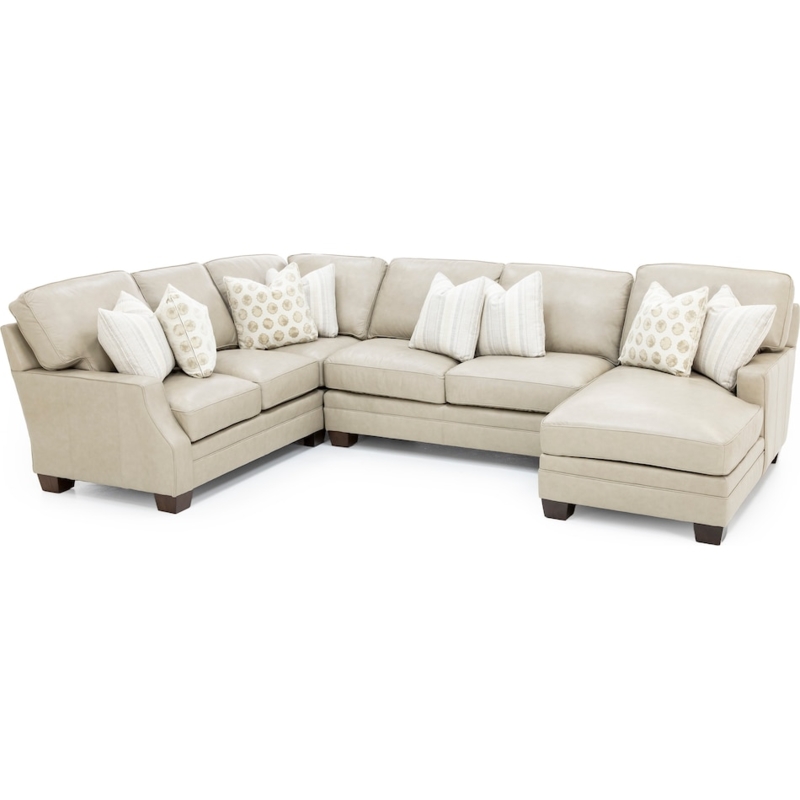 Leather-Like Sectional Sofa, Track Arms, Contemporary Style
