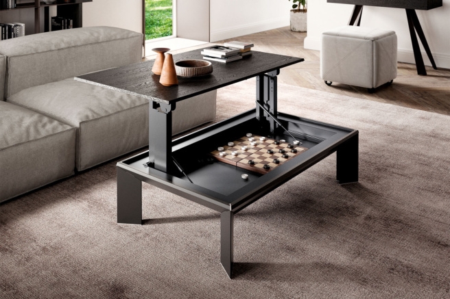 Lift Top Coffee Table, Hidden Storage, Wood Finish, Rectangular
