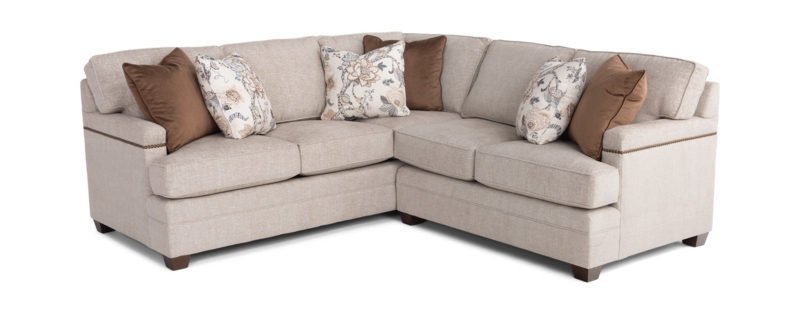 Light Gray Sectional Sofa, Heathered Woven Fabric, Modern