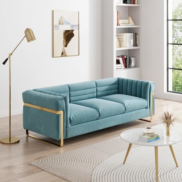 Light Grey Velvet Tuxedo Sofa with Deep Diamond Tufting