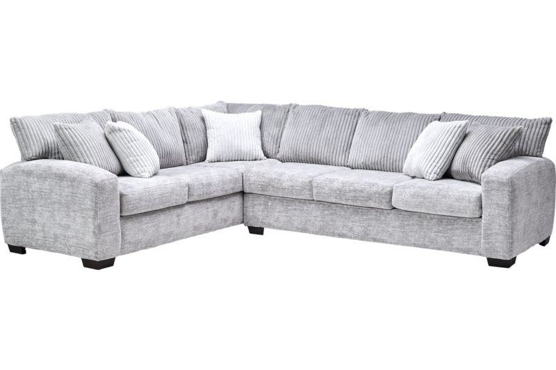 Light Grey Woven Fabric L-Shaped Sectional