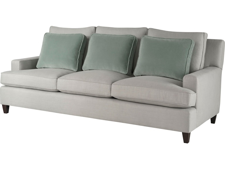 Linen-Like Sofa with Box-Border Cushions and Loose Back