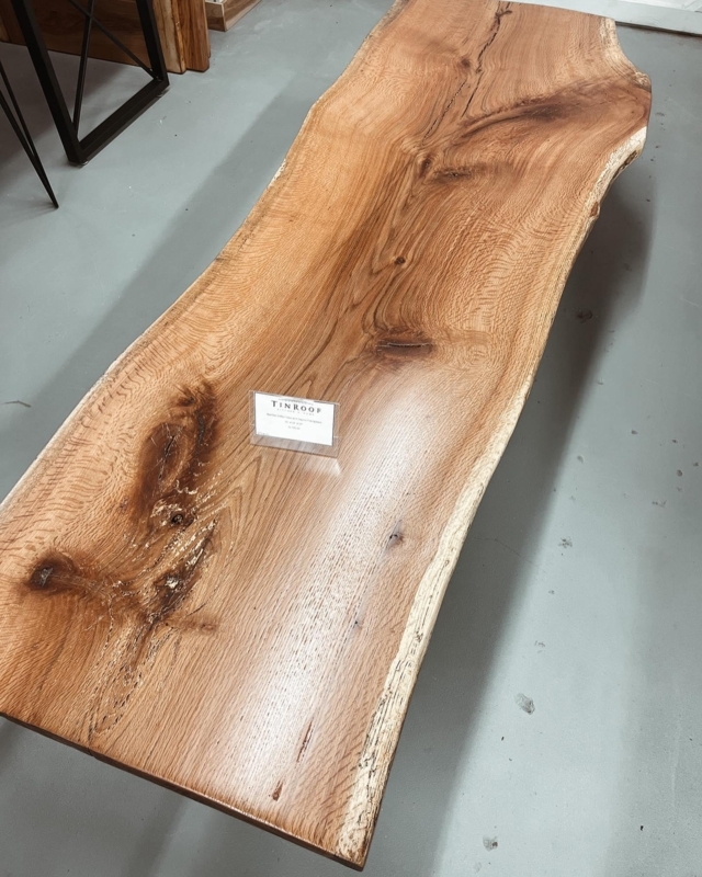 Live Edge Coffee Table with Square Tubing Base, Industrial Wood and Metal