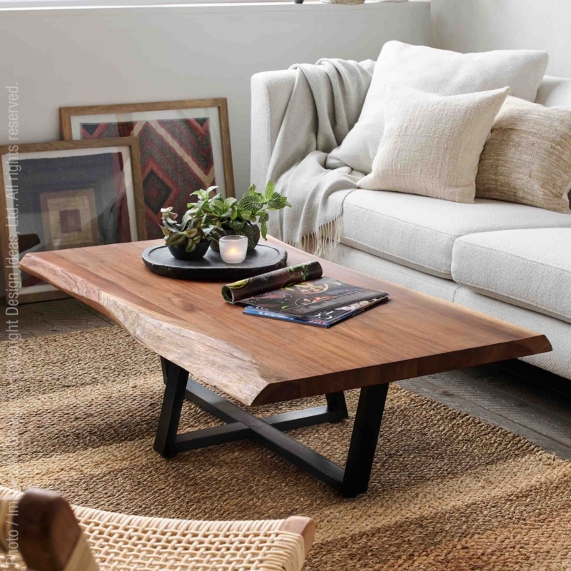 Live Edge Teak Coffee Table, Butterfly Joints, Organic Modern Center.