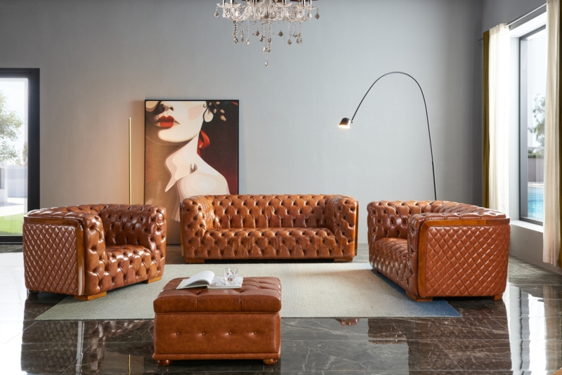 Living Room Set Button-Tufted Seats Adjustable Headrests Contemporary