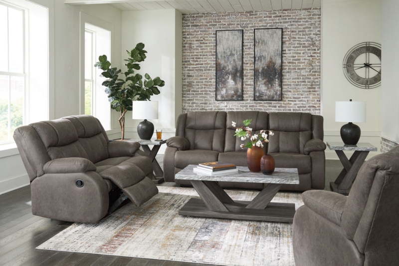 Living Room Set Charcoal Grey Contrast Stitching Upholstered Fabric