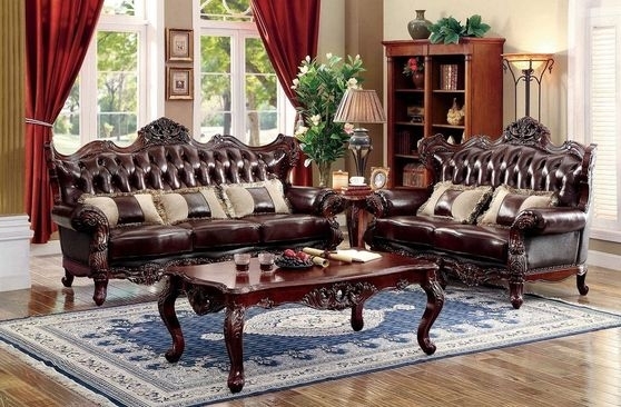Living Room Set: Coordinated Plush Arms, Dark Brown Seating Layout