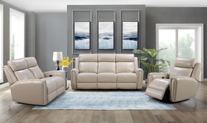 Living Room Set Espresso Power Reclining Contrast Stitching