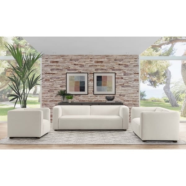 Living Room Set Light Gray 3-Piece Track Arms Tapered Legs Modern