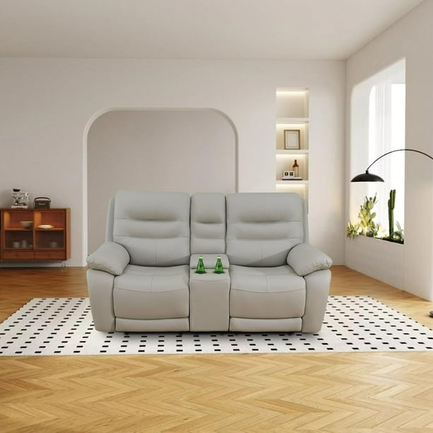 Living Room Set Light Grey Split Backrest Power Reclining Three-Piece