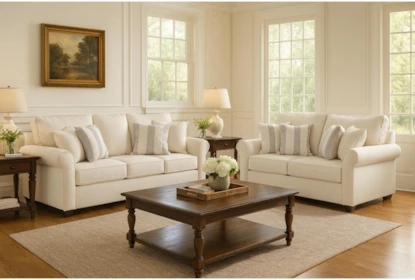 Living Room Set Matching Two Piece with Track Arm Silhouette