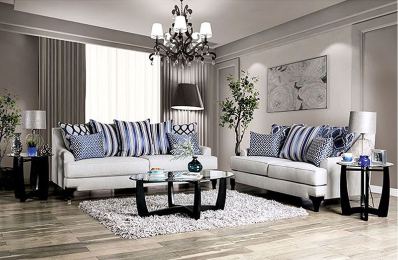Living Room Set Mid-Century Modern Flared Arms Tapered Legs