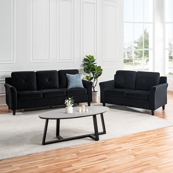 Living Room Set Modern Button Tufted Track Arms Upholstered