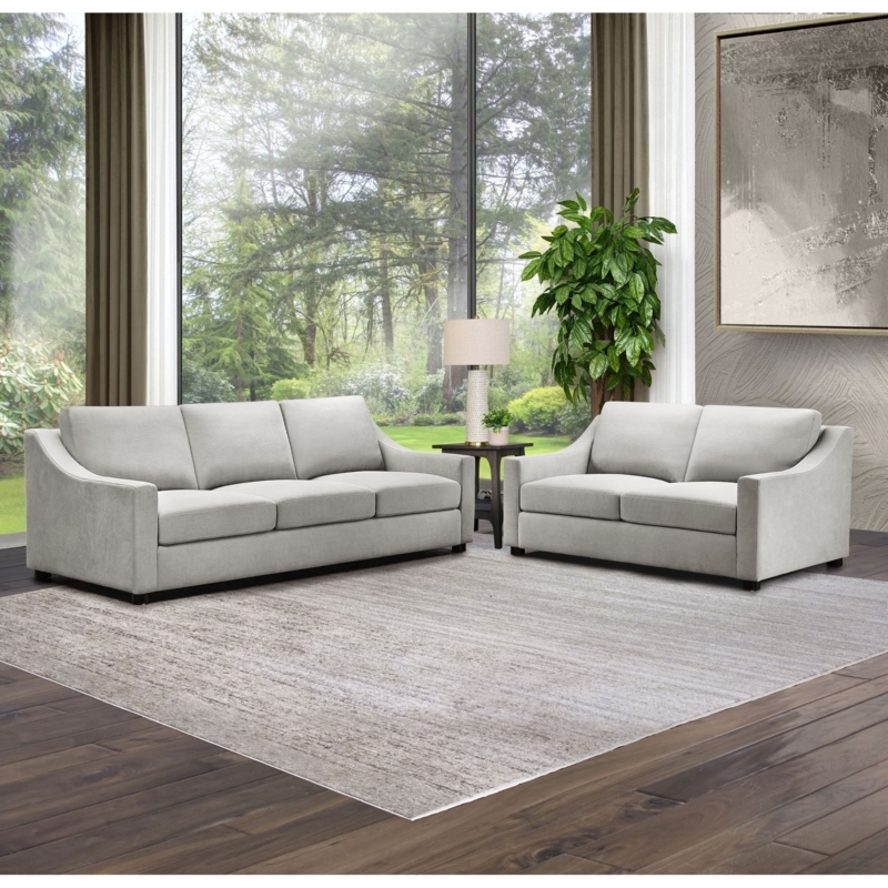 Living Room Set Oatmeal Track Arms Bolster Pillows Contemporary