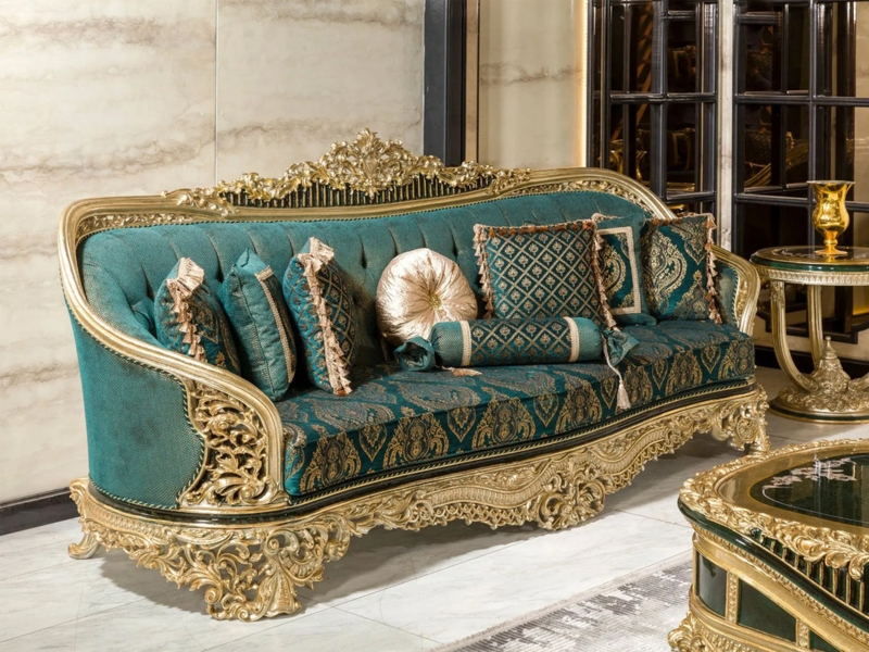Living Room Set Royal Gold Medallion Back Gilt Finish Rococo