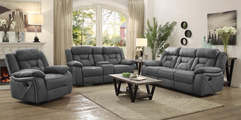 Living Room Set Stone Gray Upholstered Fabric Console Loveseat 3-Piece