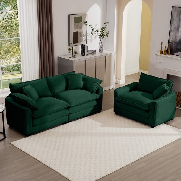 Living Room Set Tapered Legs Mid-Century Track Arms Airy