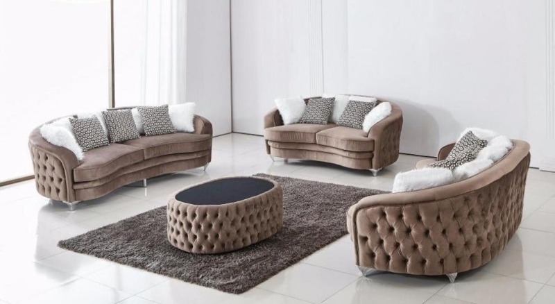 Living Room Set Teal Velvet Chesterfield Deep Tufted Silver Nailhead