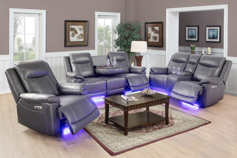 Living Room Set Traditional Dark Brown Leather-Like Tufted Back 3-Piece