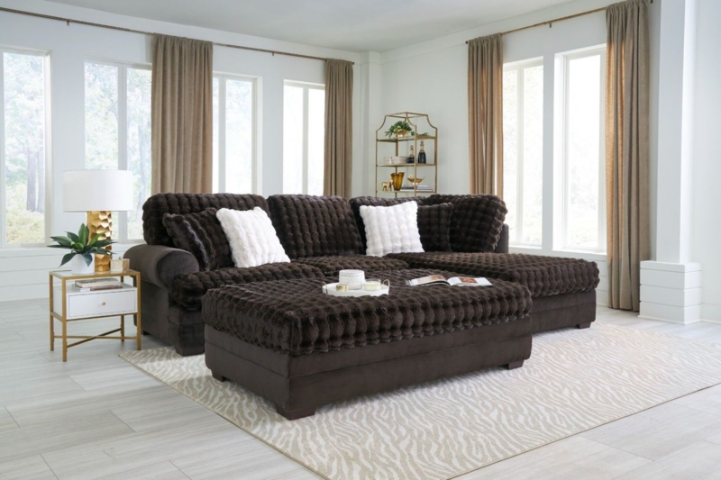 Living Room Set Transitional Espresso Fabric Tufted Seat Pillow Arms