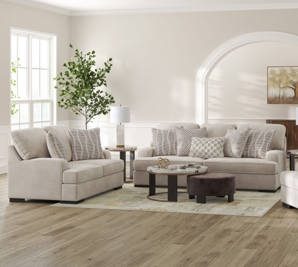 Living Room Set Warm Grey Nailhead Trim Rolled Arms Bun Feet