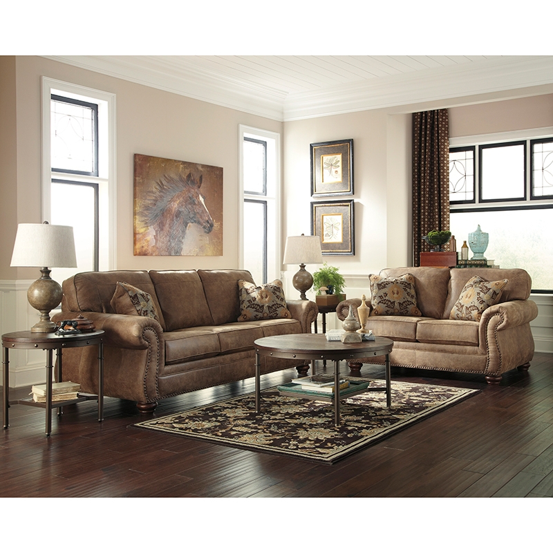 Living Room Set Weathered Finish Nailhead Trim Traditional Sofa Set