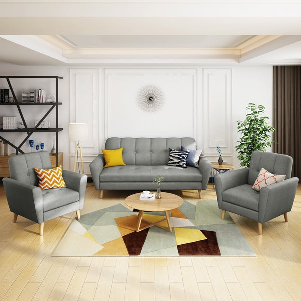 Living Room Set with Three Piece Grouping, Button Tufted Cushions.