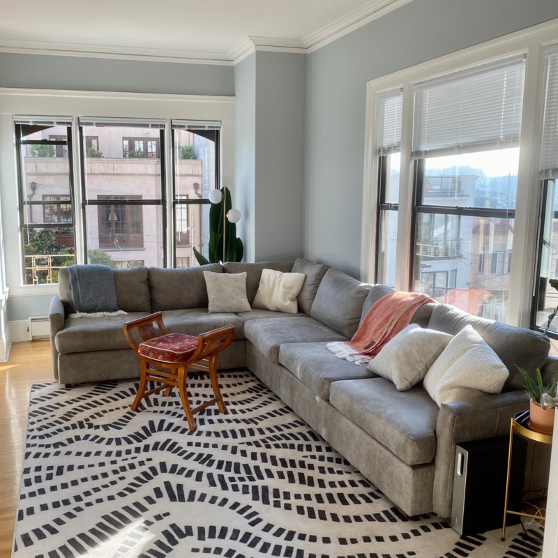 Living Room Without Coffee Table featuring Teal Velvet Sofa