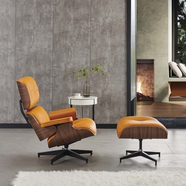 Lounge Chair and Ottoman Set with Bentwood Shell, Mid-Century Modern